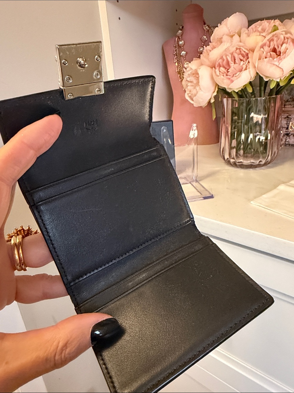 MCM mini Wallet w Black gift Box + authenticity card + dust bag EUC silver HW! - Picture 9 of 11